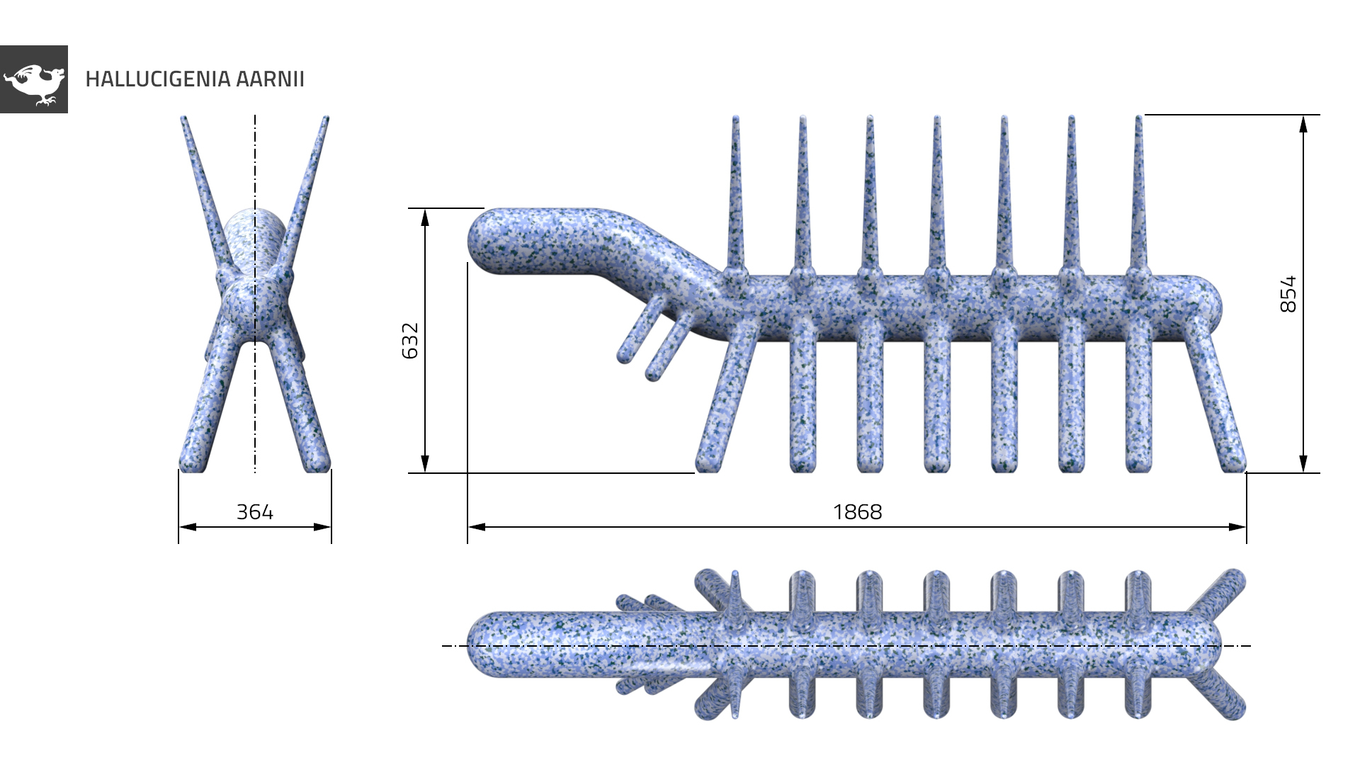Hallucigenia aarnii: Dimensions